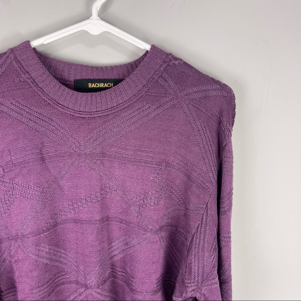 Bacharach grape textured oversized sweater crew neck sz M cotton blend - Picture 3 of 5